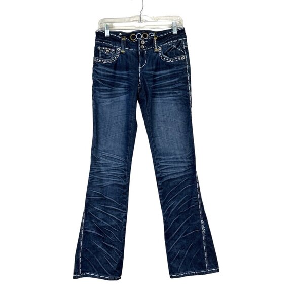 COOGI Women's Jean's Dark Wash Studded Embellished Blue Size 7/8 - Picture 1 of 6